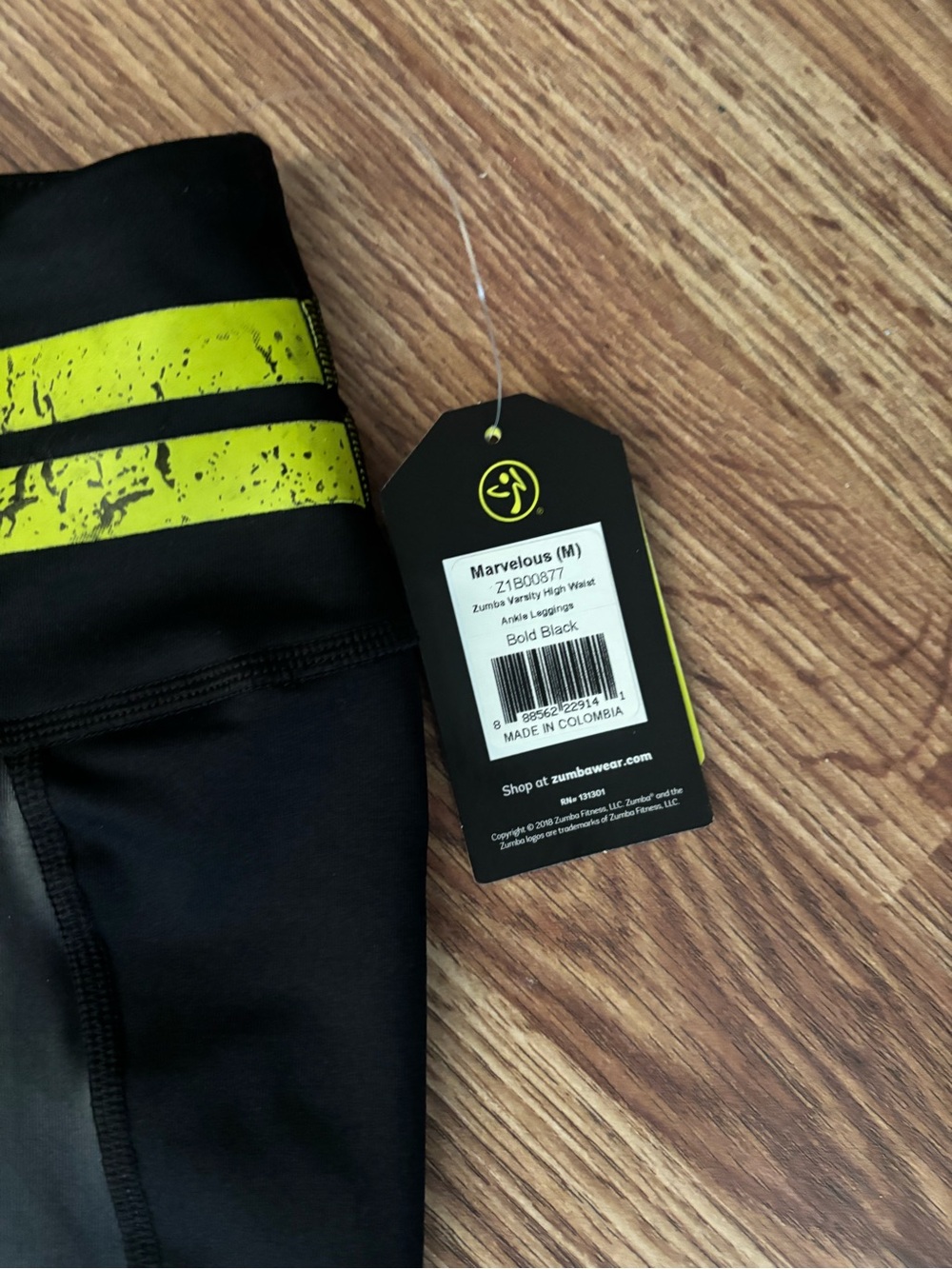 Zumba Black Leggings with Neon Yellow Accents - Picture 2 of 5